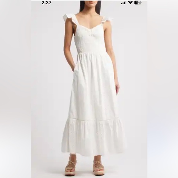 NWT White Eyelet Maxi Dress Open back by the Brand the  Drop 3X 🌸🌺🌹 - Picture 2 of 9